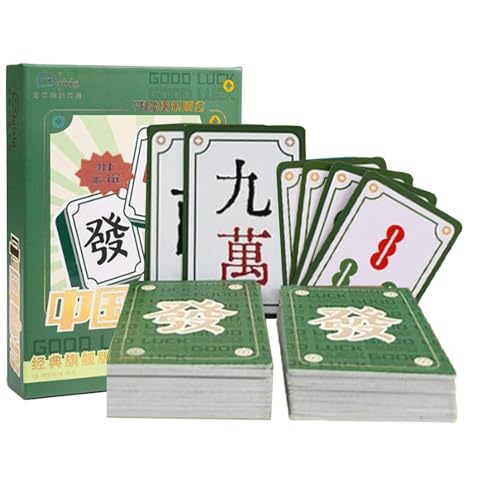 Mahjong-Spielkarten, Reise-Mahjong-Sets – Chinesische Mahjong-Spiele | Tragbares Pokerspiel mit großen Buchstaben, dickes und wasserdichtes Pokerspiel für Picknick, Zuhause, Reisen und von Fulenyi