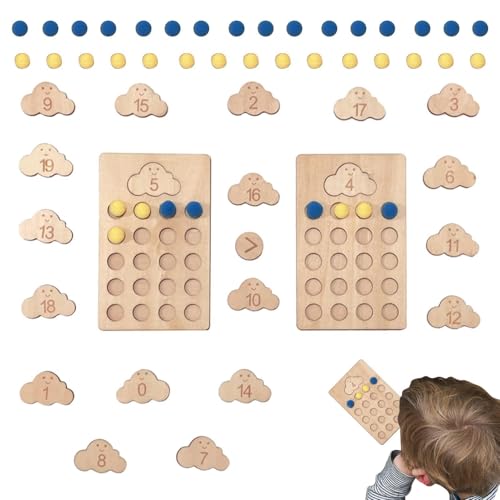 Fulenyi Nummernzähltafel | Wolkenholz-Zahlentafel-Set | Zählspiel Vorschule Mathezahl Lernspielzeug für Kinder Feinmotorik Spielzeug für Kleinkinder von Fulenyi