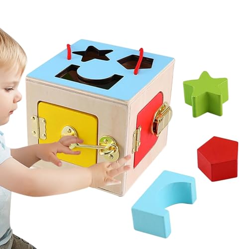 Fulenyi Riegel-Box-Spielzeug, Schloss-Box-Spielzeug | Lerntafel aus Holz - Kreatives Spielzeug zum Erlernen praktischer Lebenskompetenzen mit verschiedenen Verriegelungsmechanismen für Kinder, Eltern von Fulenyi