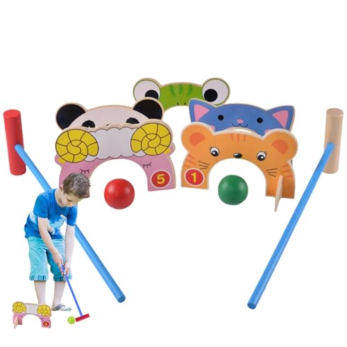 Fulenyi Tier-Krocket-Spielset,Cartoon-Tier-Krocket-Set aus Holz | Robustes interaktives Spielzeug,Lustiges Tier-Krocket-Set, Outdoor-Spiele, leicht, für Geburtstag, Weihnachten, Neujahr, Jahrestag, von Fulenyi