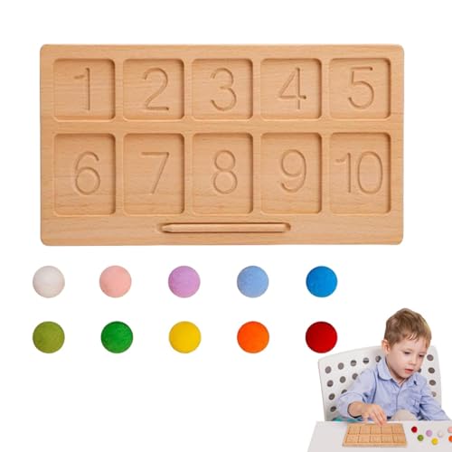 Fulenyi Zahlentafel, Holztafel,Zahlen-Übungsbrett aus Holz | Perlenspielbrett mit Farbsortierung, Frühpädagogik, Mathematik für Kleinkinder, Kinder, Mädchen, Heimschule von Fulenyi