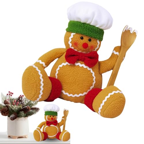 Lebkuchen-Stofftier, Weihnachts-Lebkuchenmann-Plüschspielzeug | Lebkuchenmütze und Fliege aus Plüsch - Lebkuchen-Weihnachtsdekoration, weiche Tür, Fenster, Tisch, Baum, Urlaub, Weihnachtszeit, Dekorat von Fulenyi