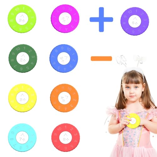 Math Fidget, Mathe-Spinner für Kinder | 9-teiliges Kinder-Spinner-Spielzeug, Mathe-Fakten-Fidget-Spiel - Fidget Learning Math Game Number Sensory Toy für die Reiseschule von Fulenyi