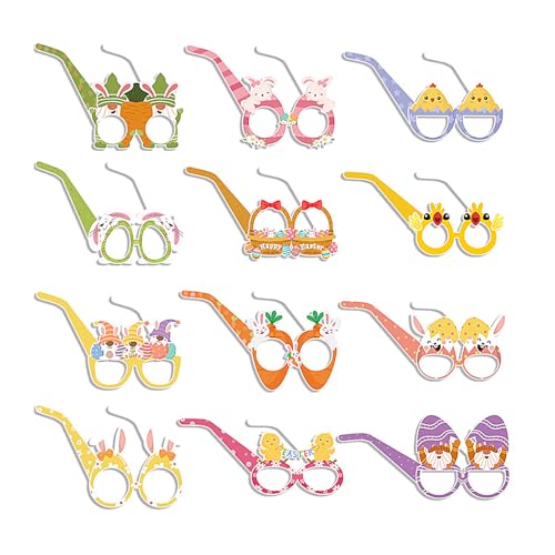 【Osterparty-Gläser, -Papiergläser,12-teilige dekorative Brille | Niedliche Osterbrille für Feiertage, bunte Karottenbrille, dekorative Brille von Fulenyi