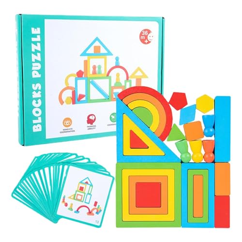 Regenbogen-Stapelblöcke,Regenbogen-Bausteine ​​ | Denkspiele, Intelligenzspielzeug - Stapelbares Bauspielzeug mit geometrischen Formen, sensorisches Spielzeug für Kinder von 3–5 Jahren, Lernaktivitäte von Fulenyi