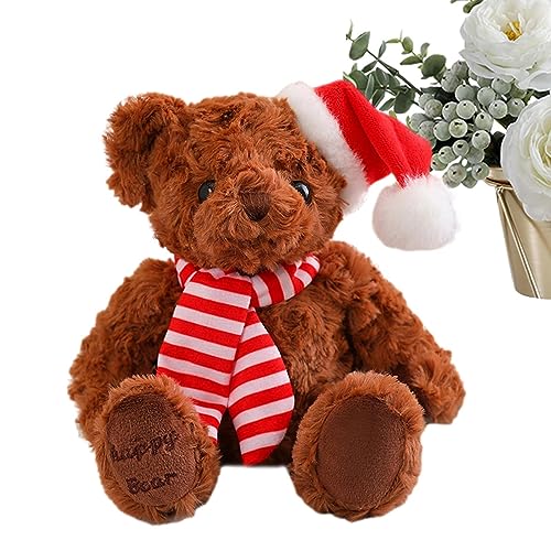 Weihnachtsbär-Puppe | Plüschpuppe, Bär, Weihnachtsmannmütze, niedlicher Teddybär für Schlafzimmer, Kinderzimmer, Wohnzimmer, Sofa, Kinderzimmer, Spielplatz von Fulenyi