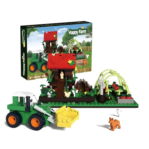 Bauernhof Bausteine Bausatz, 505pcs Countryside Klemmbausteine Set mit Hühnerstall, Traktor, Bauernhof Feld, Bauernhof Tiere Pflanzen Bricks Set Lernspielzeug Geschenk für Kinder über 6 Jahre alt von Fuleying