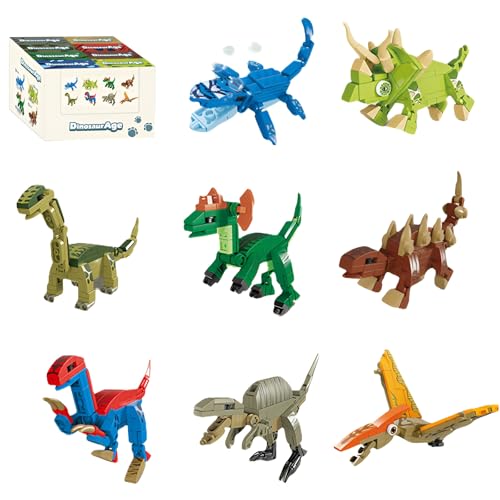 Dinosaurier Bausteine Bausatz, Satz mit 8 Verschiedenen Dinosaurier Modellen, Pädagogisches Konstruktions Spielzeug für Jungen Mädchen, Tiere Klemmbausteine zum Bauen, Home Office Decor（550 PCS） von Fuleying