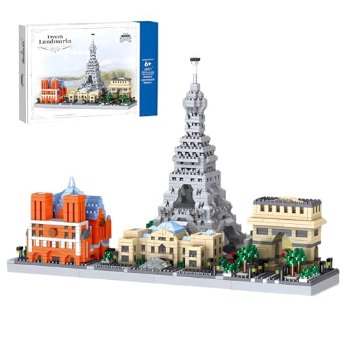 Französisch Berühmte Wahrzeichen Micro Bausteine Bausatz, Französisch Kombination Wahrzeichen Architektur Sammlung Mini Klemmbausteine Kit für Erwachsene, Konstruktion Modell Spielzeug (2462 PCS) von Fuleying