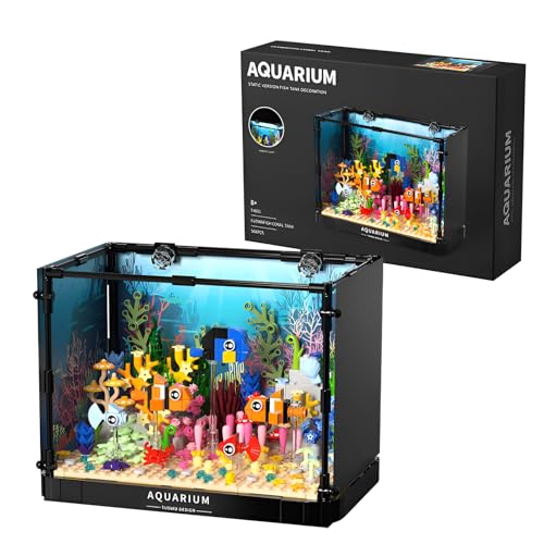 Fuleying Aquarium Bausteine Bausatz, Aquarium Klemmbausteine für Erwachsene, Einschließlich Fische, Korallen, Tierbau Spielzeug, Home Office Decor, 562pcs von Fuleying