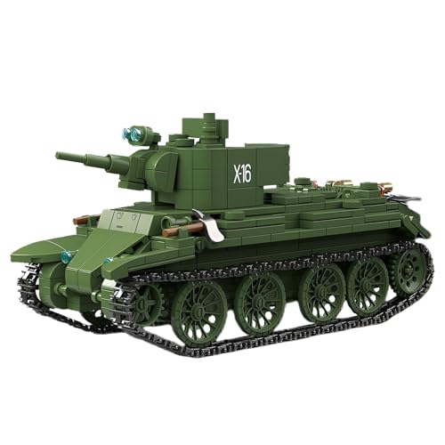 Fuleying BT-7 Schneller Panzer (Früh) Bausteine Bausatz, 675 Teile WW2 Panzermodell Spielzeug, Militärfahrzeuge Klemmbausteine Kit, Armee Spielset für Erwachsene Kinder im Alter von 6+ von Fuleying