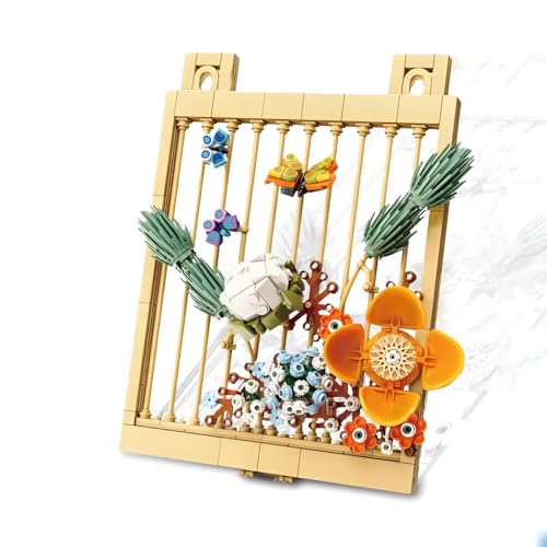 Fuleying Blumen Bausteine Bausatz, 354PCS Blumenstrauß Künstliche Klemmbausteine Set mit Insekt, Botanical Collection Modell Baukästen, Pflanzen Modellbau Spielzeug Wand Heimbüro Dekoration von Fuleying