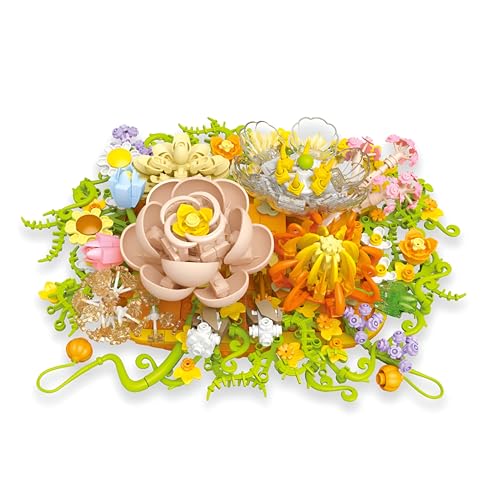 Fuleying Blumenstrauß Baukasten - Künstliche Blumen Bauklötze, DIY Einzigartige Heimdekoration, 965PCS Botanical Collection Design Kit, Mini Bricks Flower Bouquet, Geschenkidee von Fuleying