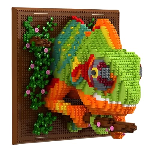 Fuleying Chamäleon Bausteine Bausatz, Wandkunst Tiere Baukasten, Micro Mini Klemmbausteine für das Heimbüro, Kreatives Geschenk für Erwachsene Kinder ab 8 Jahren (2688PCS) von Fuleying