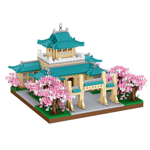 Fuleying Chinesische Architektur Micro Bausteine Bausatz, Architektur Mini Klemmbausteine mit Kirschblütenbaum, Botanische Konstruktion Modellbau Spielzeug für Erwachsene Jugendliche, 3105 PCS von Fuleying