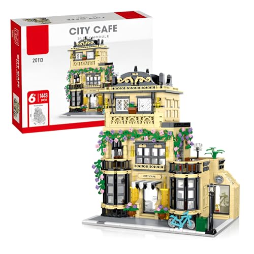 Fuleying City Cafe Bausteine Bausatz, Cafes Architektur Street View Klemmbausteine für Erwachsene, Hausbau Bausteine, 1443 PCS von Fuleying