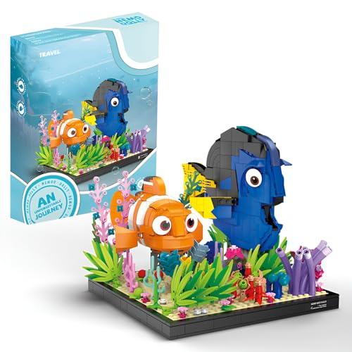 Fuleying Clownfisch Bausteine Bausatz, Unterwasser Klemmbausteine, Einschließlich Clownfisch, Koralle, Tier-Bauspielzeug, Heimbüro-Deko, 886 PCS von Fuleying