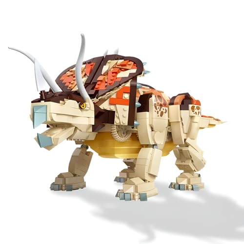 Fuleying Dinosaurier Bauklötze Set, Triceratops Dinosaurier Bauklötze Set, Tierfiguren Modellspielzeug mit beweglichen Gelenken, geeignet für 6+ Kinder und Erwachsene (1270 Stück) von Fuleying