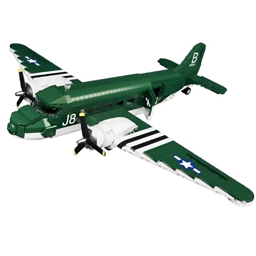 Fuleying Douglas C-47 Transportflugzeug Bausteine Bausatz, 866 Teile Militärflugzeug Klemmbausteine Modell Spielzeug, Luftwaffe Baukasten für Erwachsene Kinder Home Office Decor von Fuleying