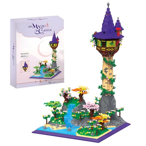 Fuleying Hochturm Schloss Micro Bausteine Bausatz, Magischer Turm Architektur Mini Klemmbausteine mit Blumen Fluss, Sammelbare Konstruktion Modell Spielzeug für Erwachsene Teens (5800+PCS) von Fuleying