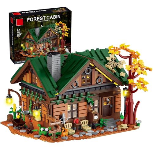 Fuleying Holzhaus Bausteine Bausatz, 2234 St. Foreset Holzhaus Klemmbausteine mit Katze, Architektur BAU Modell Spielzeug, Geschenkidee für Erwachsene Kinder von Fuleying