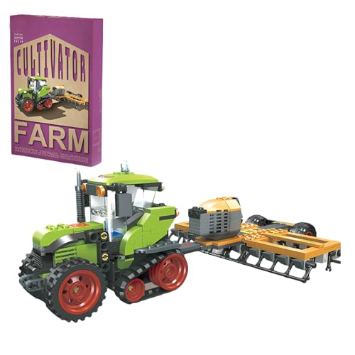 Fuleying Klassischer Traktor Bausteine Bausatz, Bauernhof Grubber Traktor Spielzeug Baukasten, Landwirtschaftliche Fahrzeuge Baumodell für Erwachsene, Geschenke zu Bauen für Sie & Ihn (415PCS) von Fuleying