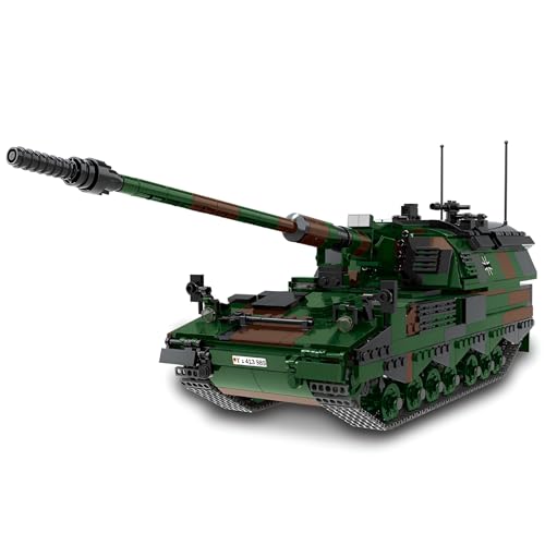 Fuleying Militärische Panzer Bausteine Bausatz, 1345 PCS Technik Military PZH-2000 Panzer Klemmbausteine, Armee Panzer Fahrzeug Modell Bauklotz Konstruktions Spielzeug von Fuleying