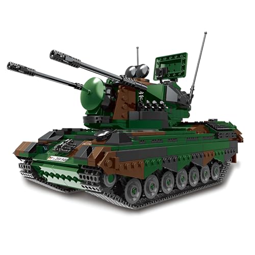 Fuleying Militärische Panzer Bausteine Bausatz, 1352 PCS Technik Militärische FlakPz Gepard Panzer Klemmbausteine, Armee Panzer Fahrzeug Modell Bauklötze Spielzeug von Fuleying