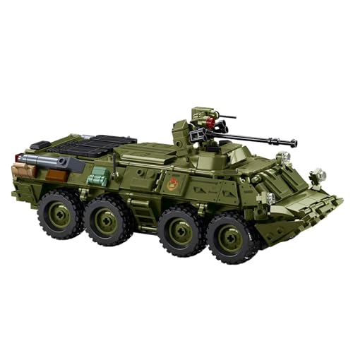 Fuleying Militärischer Bausteine Bausatz, 1: 35 BTR-80AS Infanterie-Kampffahrzeug Klemmbausteine, 619PCS Armee gepanzerter Panzer Modell Spielzeug für Erwachsene Kinder im Alter von 8+ von Fuleying