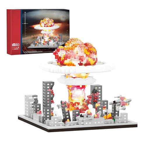 Fuleying Mini Bausteine Bausatz, Nukleare Explosion Bombe Pilzwolke Mikro Klemmbausteine, Stadt Konstruktionen Diamant Bauklötze Spielzeug, 3460 PCS von Fuleying