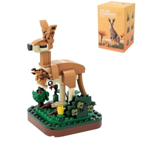 Fuleying Mini Tiere Bausteine Bausatz，134 Teile Känguru Modellbausatz, Mini Tiere Bausteine Set, Niedlich Tiere Bausteine Spielzeug, Home Decors, Geschenke für Kinder und Erwachsenem ab 6 (1619) von Fuleying