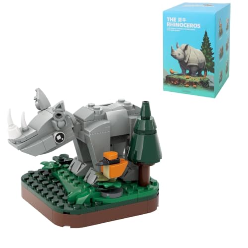 Fuleying Mini Tiere Bausteine Bausatz，143 Teile Nashorn Modellbausatz, Mini Tiere Bausteine Set, Niedlich Tiere Bausteine Spielzeug, Home Decors, Geschenke für Kinder und Erwachsenem ab 6 (1621) von Fuleying