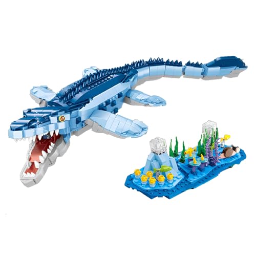 Fuleying Mosasaurus Dinosaurier Bausteine Bausatz, Dino World Park Klemmbausteine Spielzeug Set für Jungen, Mädchen, Erwachsene, Jugendliche, Oder Dinosaurier Enthusiasten, Tier Baukasten (1158 PCS) von Fuleying