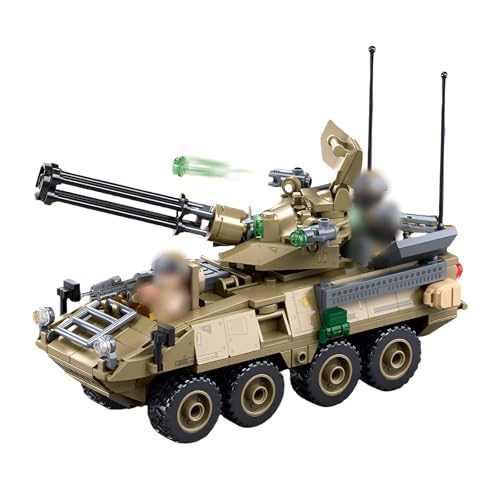 Fuleying Panzer Bausteine Bausatz, WW2 Sammel Klemmbausteine, OEF-Stryker AOS Bauklötze, Armeefahrzeuge Modell zum Bauen und Ausstellen, Spielzeug Geschenk Ideal für Erwachsene Kinder (320 Stück) von Fuleying