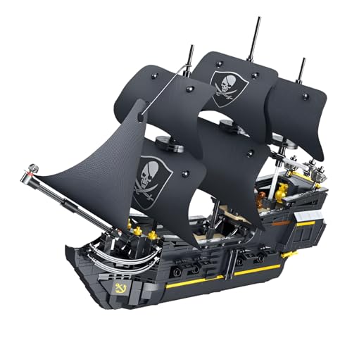 Fuleying Piratenschiff Bauklötze Set, 921PCS Segelschiff Bauklötze, Schiffsmodell Bauspielzeug, Klemmblöcke Geschenkidee für Erwachsene Kinder von Fuleying