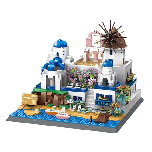 Fuleying Santorini Bauklötze Set, 1372PCS Berühmte Wahrzeichen Bauklötze Kit, Architektur Kollektion Modellbau Spielzeug für Erwachsene Teens Heimdekoration von Fuleying