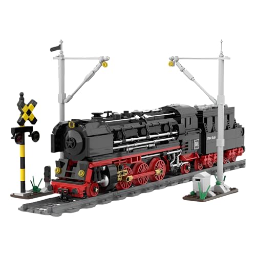 Fuleying Stadtzug Bausteine Bausatz, Retro BR01 Dampflokomotive Baukasten, Dampf Güterzug Klemmbausteine, Stadt Güterzug Modell mit Gleis Set für Erwachsene(1177 PCS) von Fuleying