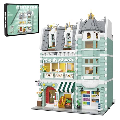 Fuleying Straßenansicht Bausteine Bausatz, 2225PCS Lebensmittelladen Bauklötze für Erwachsene, Architektur Kollektion Modulare Klemmbausteine, BAU Modell Spielzeug, Home Office Dekoration von Fuleying