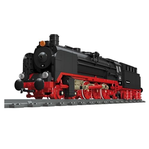 Technik City Zug Bausteine Bausatz, 1173 Stück Retro BR01 Dampflokomotive Modell Spielzeug, Dampflokomotive Güterzug Klemmbausteine, Stadt Güterzug Modell mit Gleis Set für Erwachsene von Fuleying