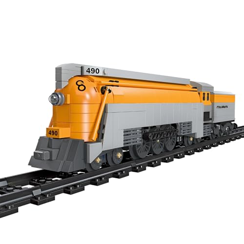 Fuleying Technik City Zug Bausteine Bausatz, 808 PCS Retro CO 490 Dampf Lokomotive Klemmbausteine, Dampflok Frachtzug Spielzeug, Stadtgüterzug Modell mit Gleis Set für Erwachsene von Fuleying