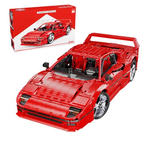 Fuleying Technik Sportwagen Bausteine Bausatz, F40 Rennwagen Modell Bausatz, 1:8 Super Auto Klemmbausteine, Auto Fahrzeugbau Spielzeug für Erwachsene,4026 PCS von Fuleying