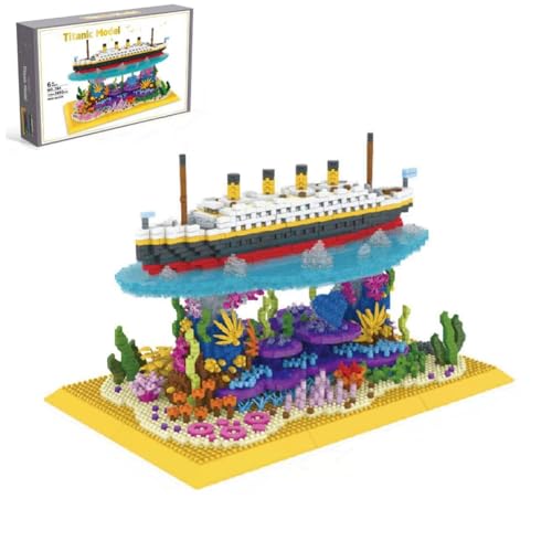 Fuleying Titanic Bausteine Bausatz, 3892PCS Titanic Modell, Titanic Schiff Spielzeug Modell mit Unterwasserpflanzen, Micro Mini Baustein Set, DIY Modellbausatz Klemmbausteine Bausatz (784) von Fuleying