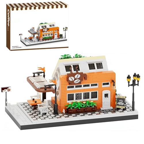 Fuleying Umgekehrtes Cafe Mikro Bausteine Bausatz, 2100+ Teile Straßenansicht Coffe Shop Mini-Klemmbausteine, Architektur-Modellspielzeug Geschenk von Fuleying