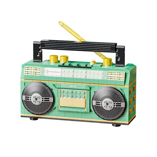 Fuleying Vintage Radio Bausteine Bausatz, Klassischer Musikplayer Klemmbausteine, 719 PCS DIY STEM Radio Modell Spielzeug für Erwachsene, Teenager ab 6 Jahren von Fuleying