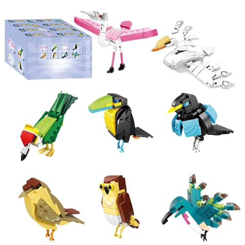 Fuleying Vogel Bausteine Bausatz, Set mit 8 Verschiedenen Vogelmodellen, Pädagogisches Konstruktions Spielzeug für Jungen Mädchen, Tiere Klemmbausteine zum Bauen, Dekoration für das Heimbüro（489 PCS） von Fuleying