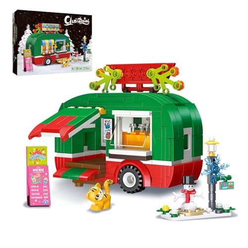 Fuleying Weihnachten Getränke Bus Bausteine Bausatz,Xmas Street View Getränke Shop Klemmbausteine Kit für Erwachsene Jungen Mädchen, DIY STEM Spielzeug, Idee Geschenk Party Favor, 315 PCS von Fuleying