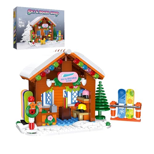 Fuleying Weihnachten Ski Board Shop Bausteine Bausatz, Xmas Straßenansicht Architektur BAU Klemmbausteine für Erwachsene Jungen Mädchen, DIY STEM Spielzeug, Idee Geschenk Party Favor, 315 PCS von Fuleying