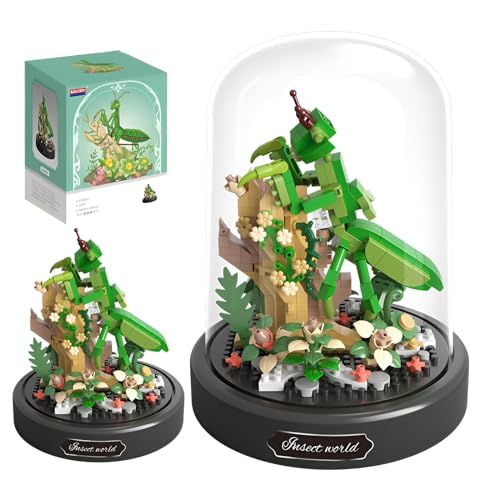 Insekten Bauklötze Set, Blumen und Insekten Serie Spielzeug Baukasten mit Schutzhülle, 400PCS Gottesanbeterin Baukasten mit Blumen, Home Decor Desktop Display Modell, Geschenk für Kinder Erwachsene von Fuleying