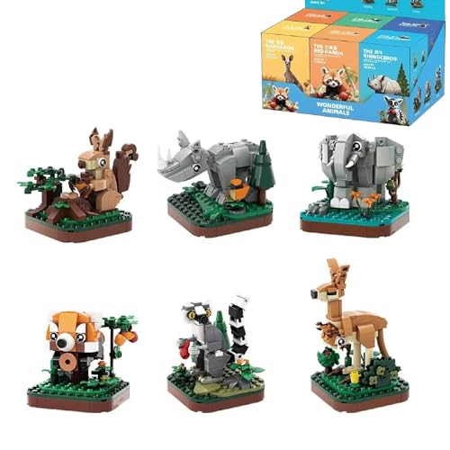 Mini Tiere Bausteine Bausatz，6 Schachteln 805 Teile Mini Tiere Bausteine Set, Niedlich Tiere Bausteine Spielzeug, Home Decors, Geschenke für Kinder und Erwachsenem ab 6 (6P) von Fuleying