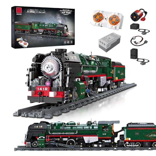 Technik French 141R Dampflokomotive Bausteine Bausatz, Ferngesteuerter Retro-Zug Klemmbausteine Display Kit für Erwachsene Teens, Zug Modell Spielzeugmit Eisenbahnen zum Verschenken(1782 Stücke) von Fuleying